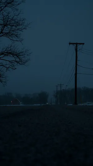 Dark Night In Country Road Wallpaper