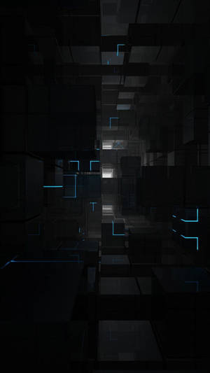 Dark Phone Cubes With Blue Lights Wallpaper