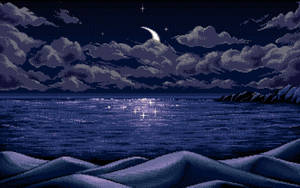 Dark Pixel Sparkling Beach Wallpaper