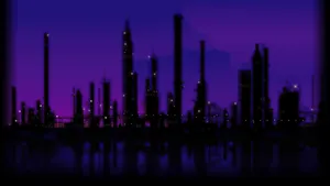 Dark Purple Aesthetic City Buildings Wallpaper