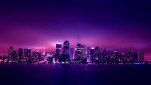Dark Purple City View Wallpaper