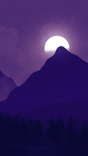 Dark Purple Mountain Moon Sky Wallpaper