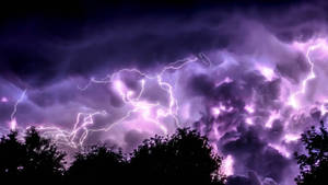 Dark Purple Sky With Lightning Wallpaper