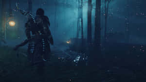 Dark Samurai In Dark Forest Wallpaper