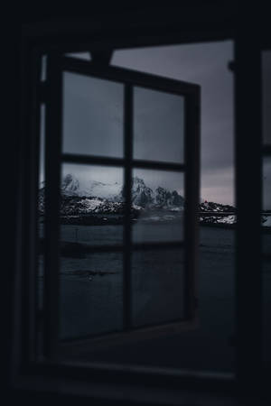 Dark Snowy Window Wallpaper