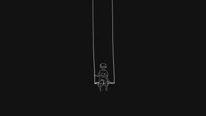 Dark Theme Minimalist Boy In Swing Wallpaper