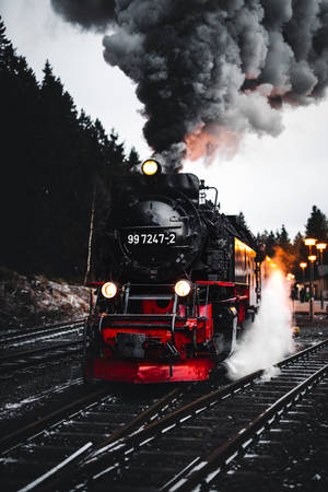 Dark Train With Smoke Wallpaper