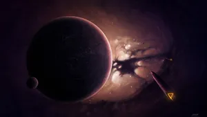 Dark Triangular Spaceship Wallpaper