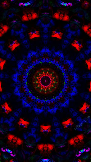 Dark Trippy Red And Blue Circles Wallpaper
