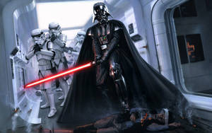 Darth Vader And His Imperial Troops Wallpaper
