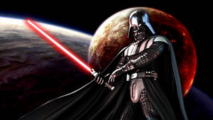 Darth Vader Battles On In His Iconic Fighting Stance Wallpaper