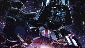 Darth Vader In The Galaxy, Showing His Force Of Power Wallpaper