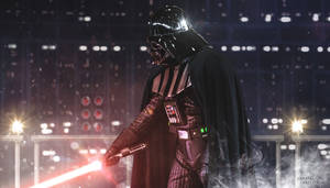 Darth Vader Wielding His Lightsaber Wallpaper