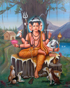 Dattatreya Trimurti Digital Artwork Wallpaper