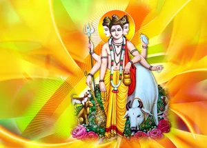 Dattatreya Vibrant Yellow Abstract Graphic Artwork Wallpaper