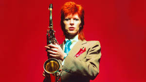 David Bowie Saxophone Red Wallpaper
