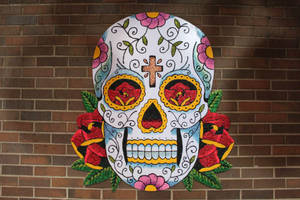 Day Of The Dead Skull With Cross Wallpaper