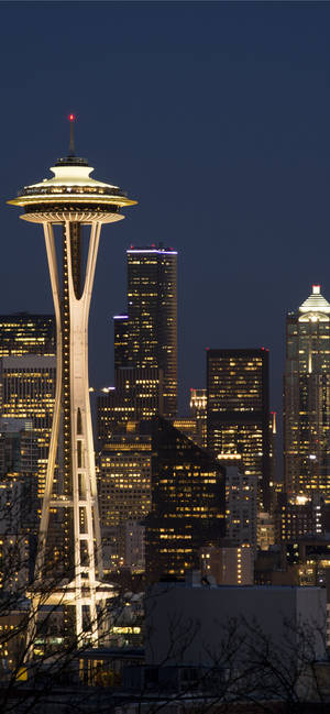 Dazzling City Lights Of Seattle Viewed Through An Iphone Wallpaper