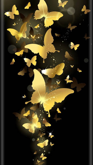 Dazzling Golden Butterflies Wallpaper