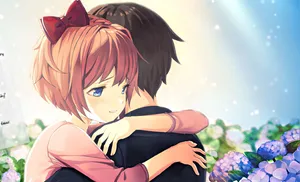 Ddlc Flower Garden Tight Embrace Wallpaper