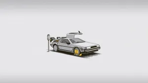 De Lorean Time Machine Illustration Wallpaper