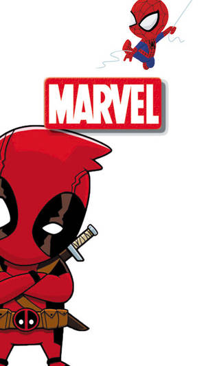 Deadpool And Spider-man Cartoon Phone Wallpaper
