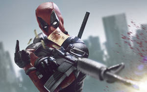 Deadpool Movie Shooting M4 Rifle Wallpaper