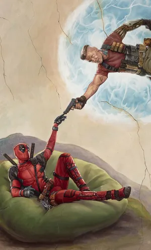Deadpool Version Of Creation Of Adam 4k Wallpaper