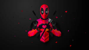 Deadpool With Heart Sign Wallpaper