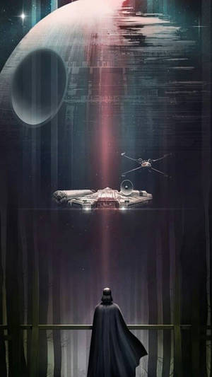 Death Star And Darth Vader Star Wars Cell Phone Wallpaper