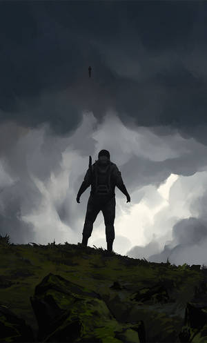 Death Stranding Silhouetted Man Iphone Wallpaper