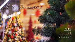 December Christmas Tree Calendar 2021 Wallpaper