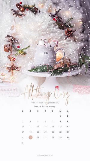 December White Christmas Calendar Wallpaper