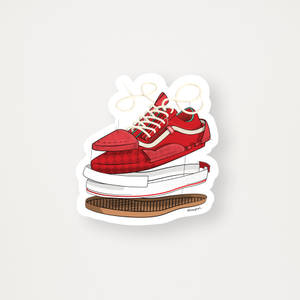 Deconstructed Red Vans Cartoon Sneaker Digital Artwork Wallpaper