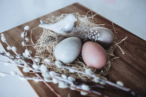 Decorative Easter Eggs On Nest Wallpaper