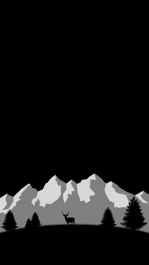 Deer Icy Mountain Amoled Wallpaper