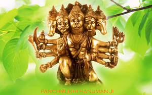 Deity Panchmukhi Hanuman Golden Statue Wallpaper