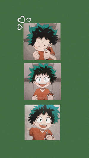 Deku Aesthetic Childhood Against Green Background Wallpaper