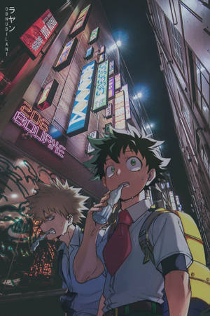 Deku And Kacchan In City Wallpaper