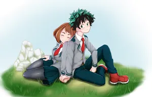 Deku And Ochacco As Couple Wallpaper