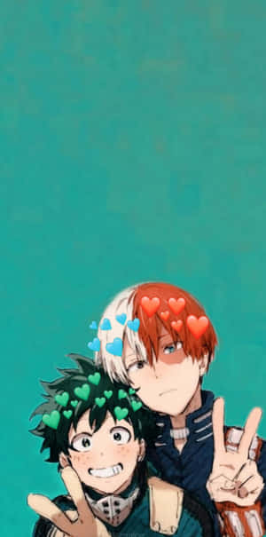 Deku And Todoroki Peace Signs Wallpaper