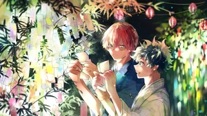 Deku And Todoroki Reading Letters Wallpaper