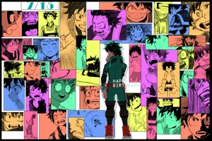 Deku On Colorful Panels Wallpaper