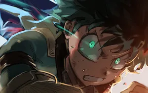 Deku With Glowing Green Eyes Wallpaper