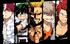 Deku With Powerful Characters Wallpaper