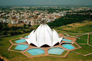 Delhi Lotus Temple Aerial Wallpaper