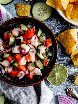 Delicious Peruvian Ceviche Dish Wallpaper