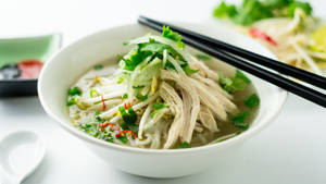 Delicious Pho With Sliced Chicken Wallpaper