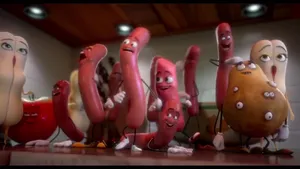 Delicious Sausage Party With Buns And Potatoes Wallpaper