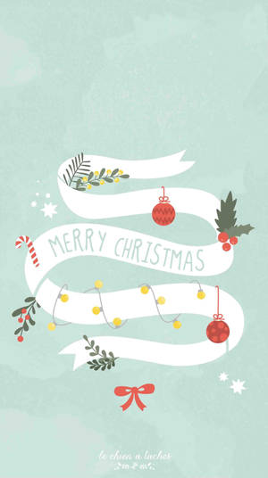 Delightful Christmas Ribbon Illustration For Iphone Wallpaper